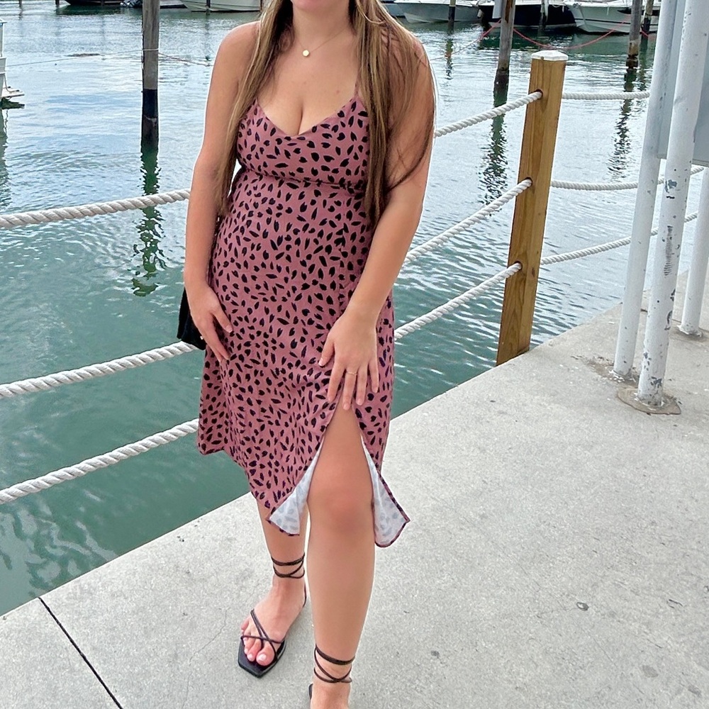 SHEIN Brown and Black Spaghetti Strap Midi Dress